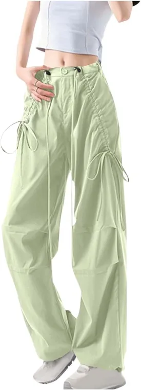 Cargo Pants Women Summer Lounge Wide Leg Bow High Rise Palazzo Pant with Pockets Casual Baggy Comfy Jogger Trousers