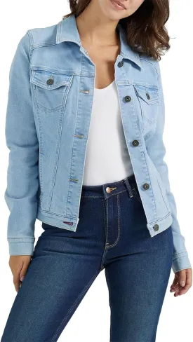 Cropped Denim Jacket for Women Long Sleeve Basic Button Down Crop Jean Shacket Trendy Trucker Short Coat with Pockets