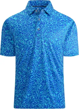 Esabel.C Golf Shirts for Men Dry Fit Performance Short Sleeve Print Moisture Wicking Collared Shirt