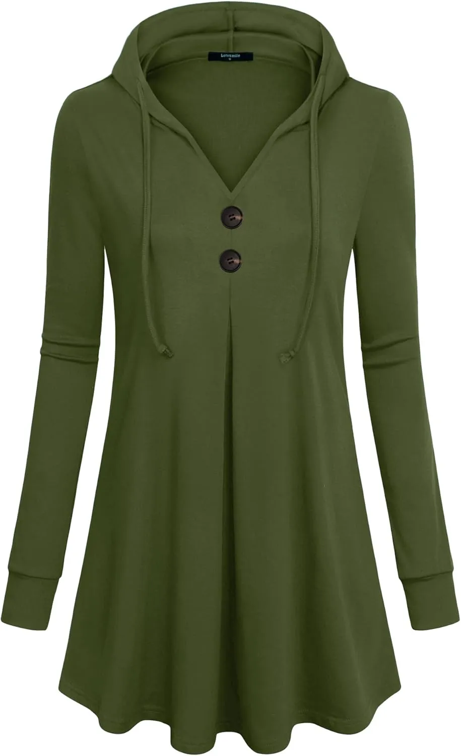 Lotusmile Women's Long Sleeve Hooded Tunic Tops Button Swing Pullover Hoodie Sweatshirts
