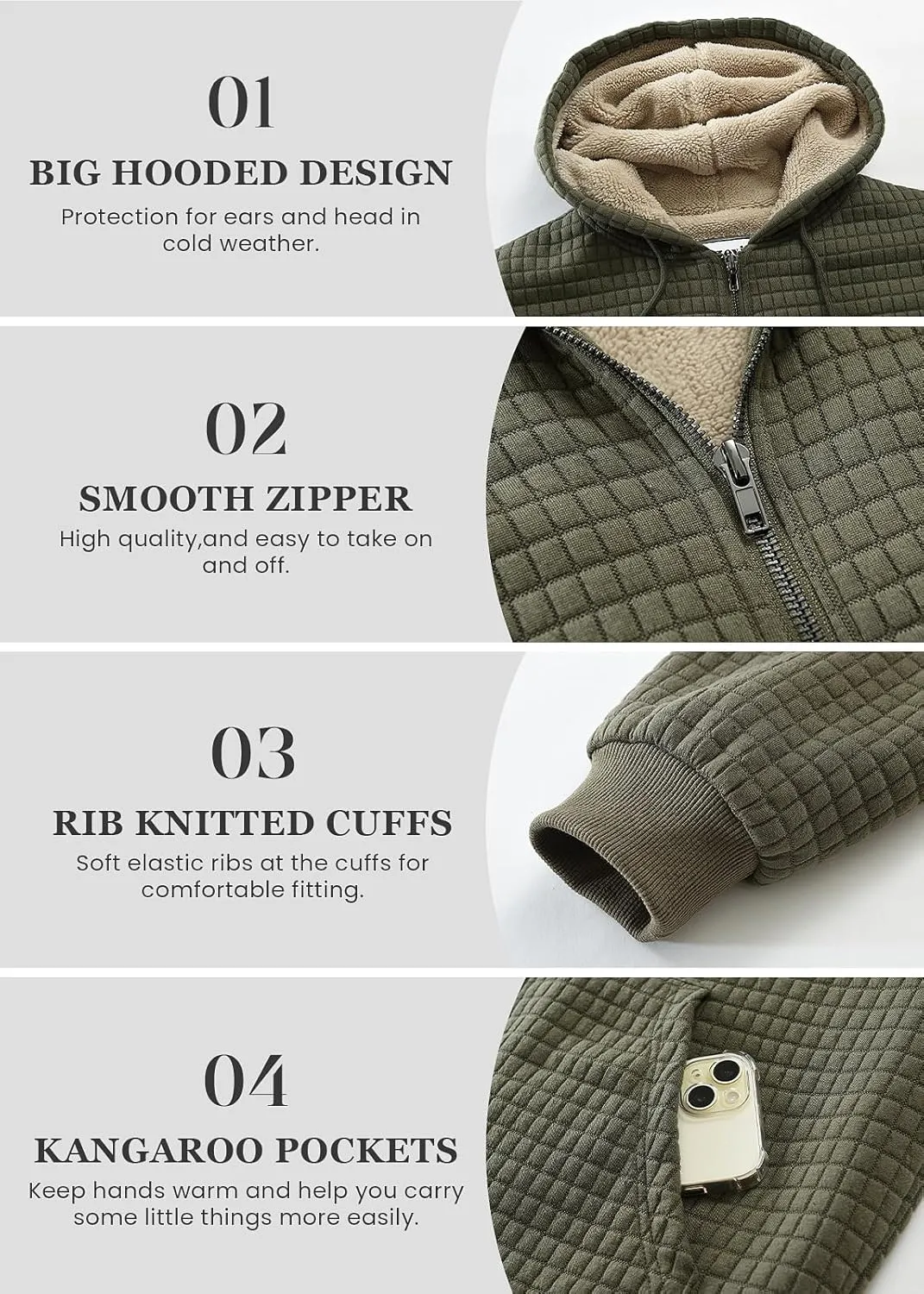 Men's Fleece Heavyweight Full Zip Hoodie Sweatshirt Jacket Hooded for Men