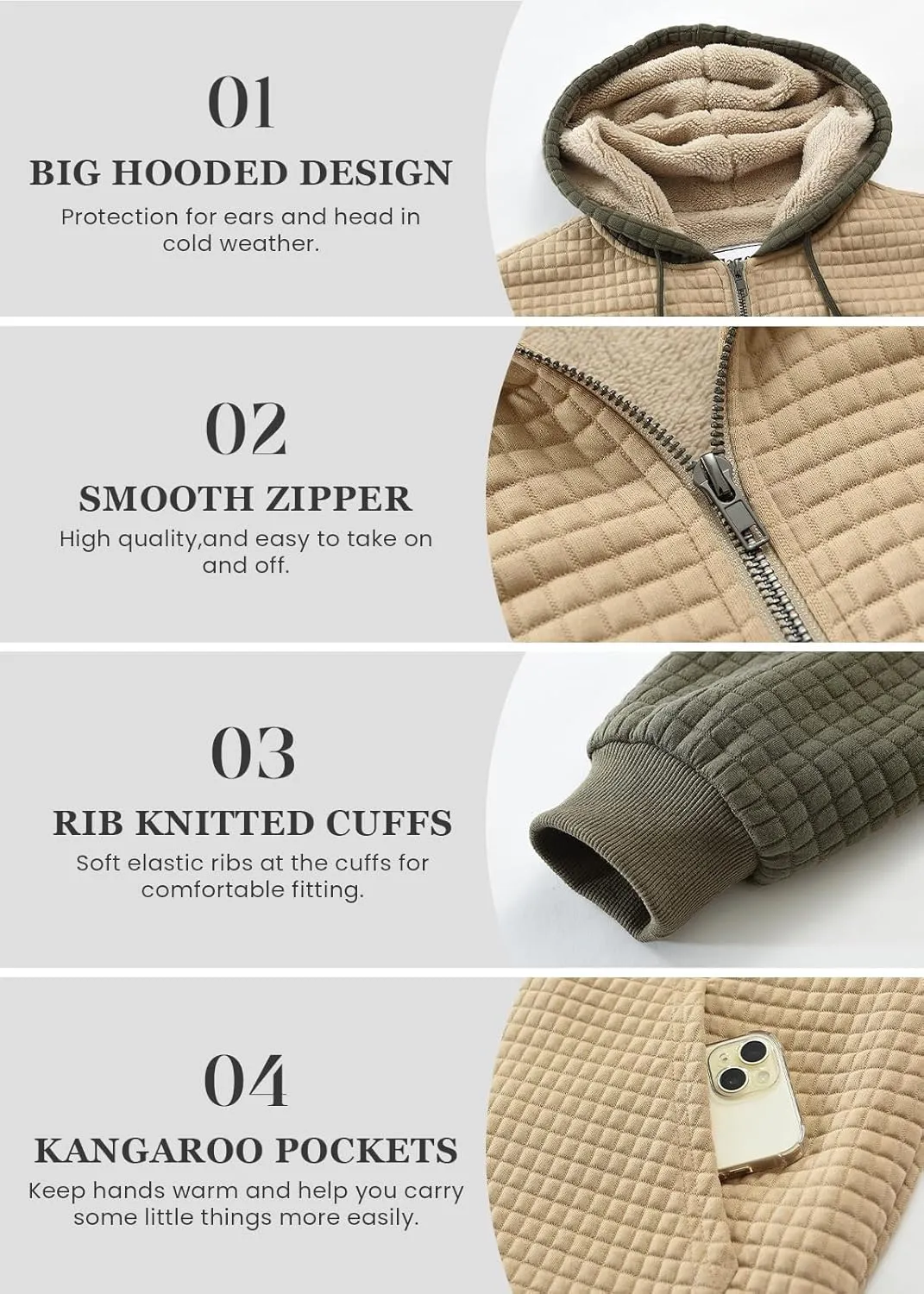 Men's Fleece Heavyweight Full Zip Hoodie Sweatshirt Jacket Hooded for Men