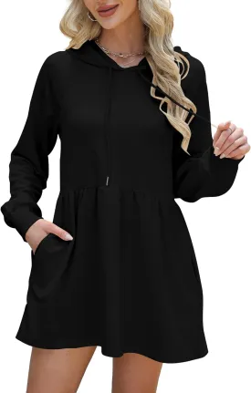 NANYUAYA Women Hoodie Sweatshirt Long Sleeve Pullover Fall Trendy Hooded Sport Dress with Pockets