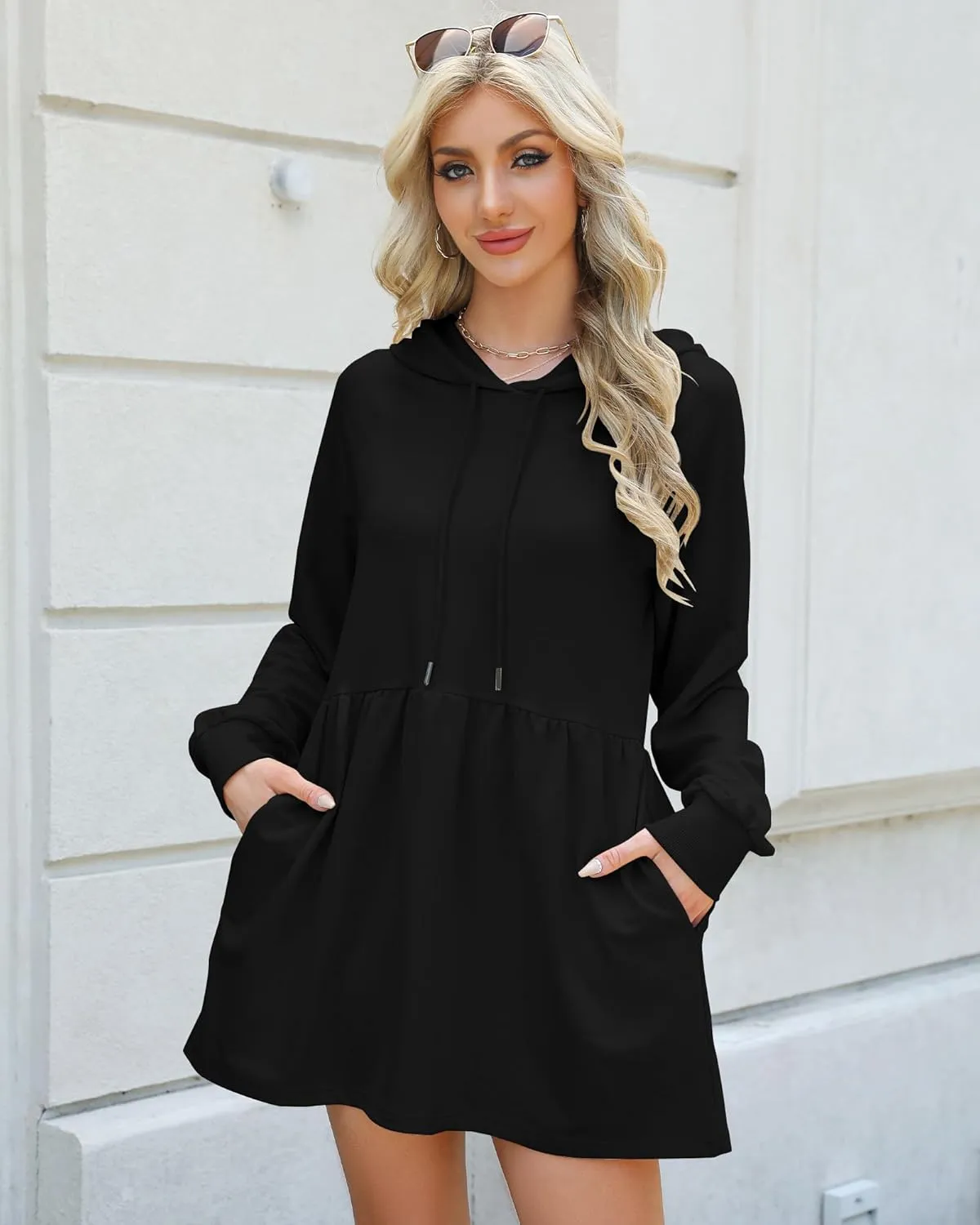 NANYUAYA Women Hoodie Sweatshirt Long Sleeve Pullover Fall Trendy Hooded Sport Dress with Pockets