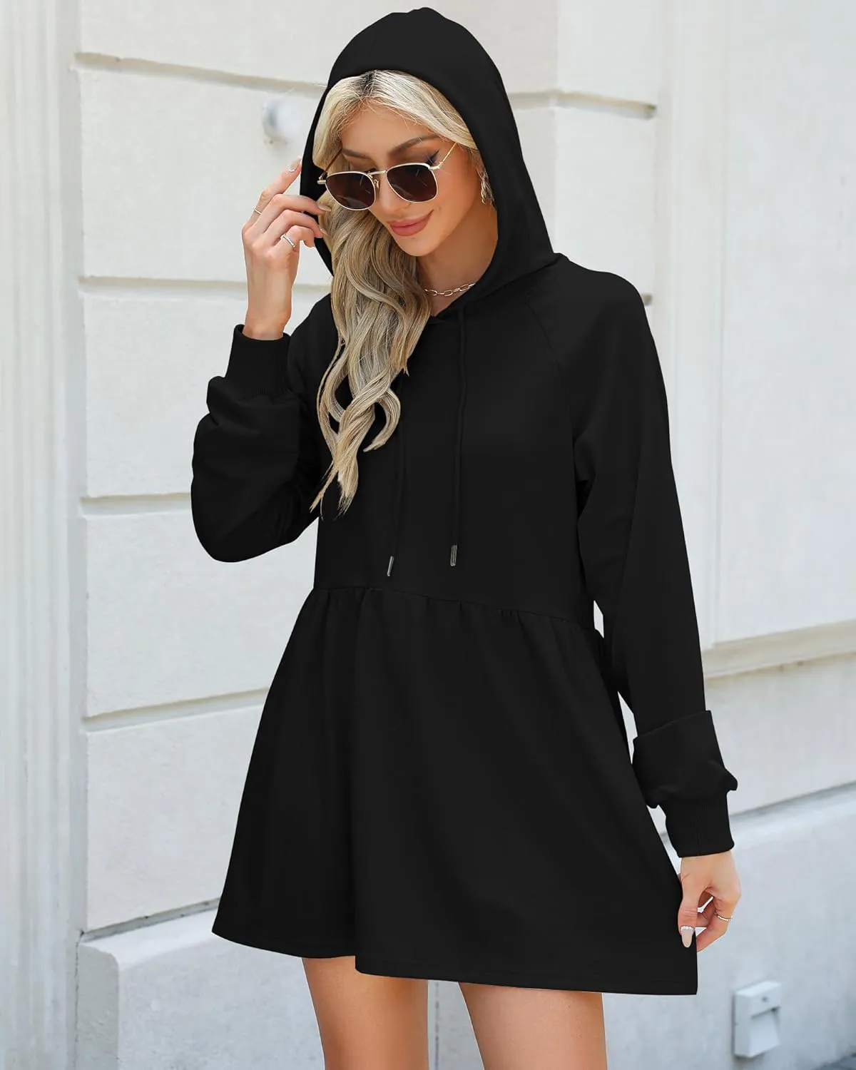 NANYUAYA Women Hoodie Sweatshirt Long Sleeve Pullover Fall Trendy Hooded Sport Dress with Pockets