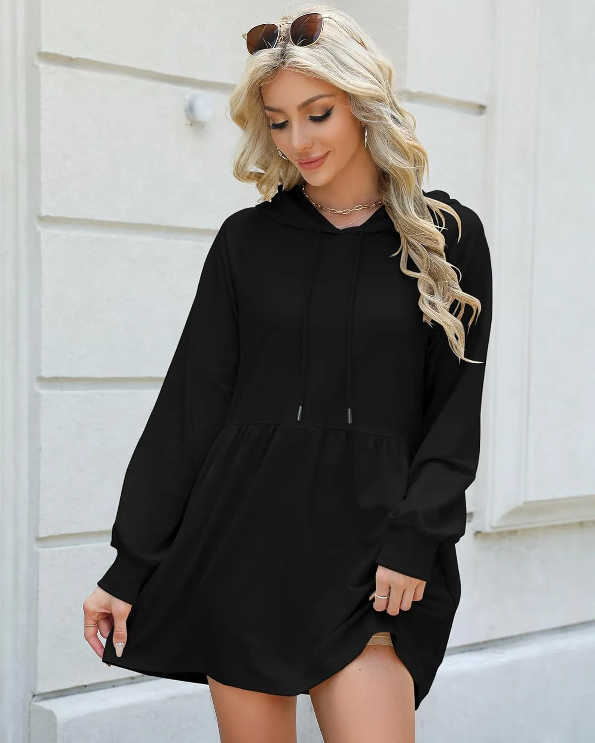 NANYUAYA Women Hoodie Sweatshirt Long Sleeve Pullover Fall Trendy Hooded Sport Dress with Pockets