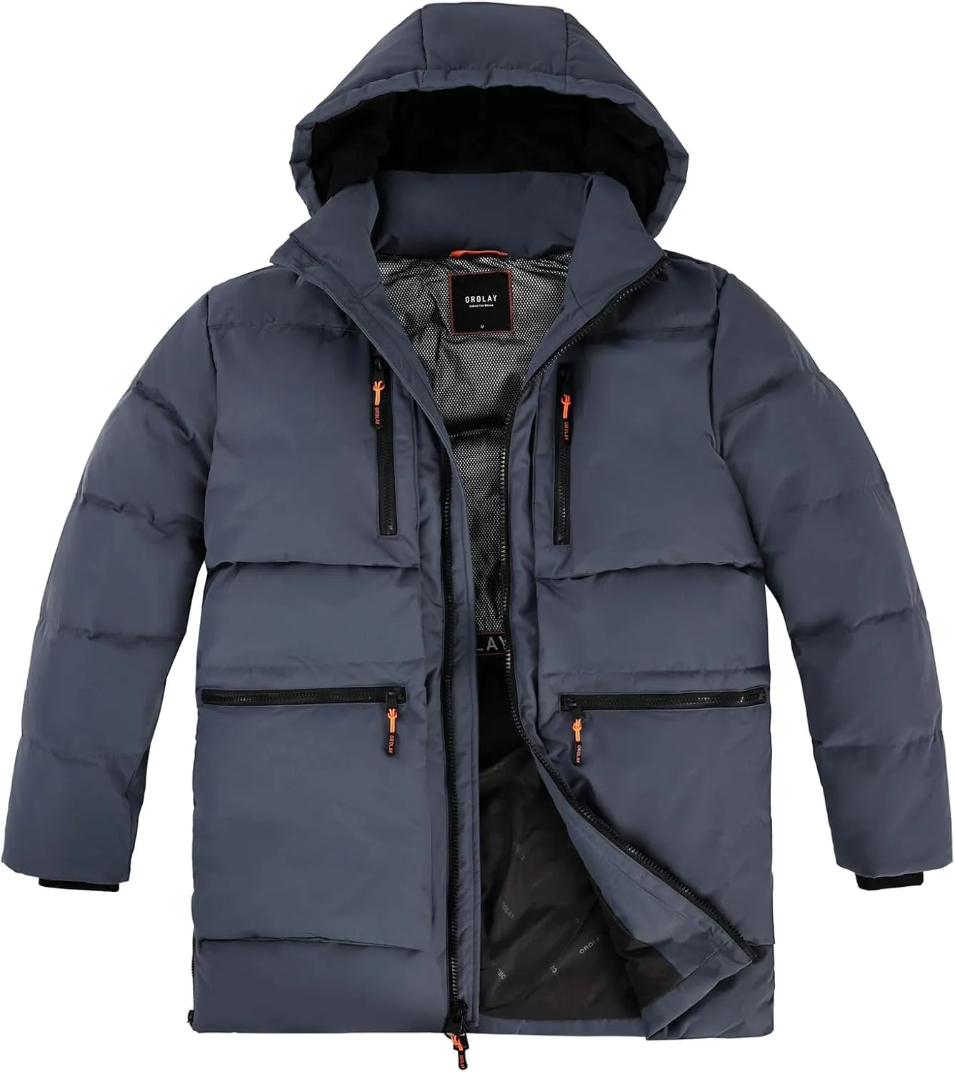Orolay Men's Thickened Down Jacket Hooded Winter Puffer Jacket with 6 Pockets