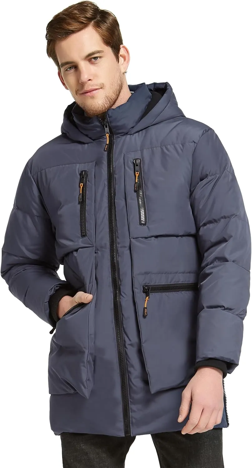 Orolay Men's Thickened Down Jacket Hooded Winter Puffer Jacket with 6 Pockets