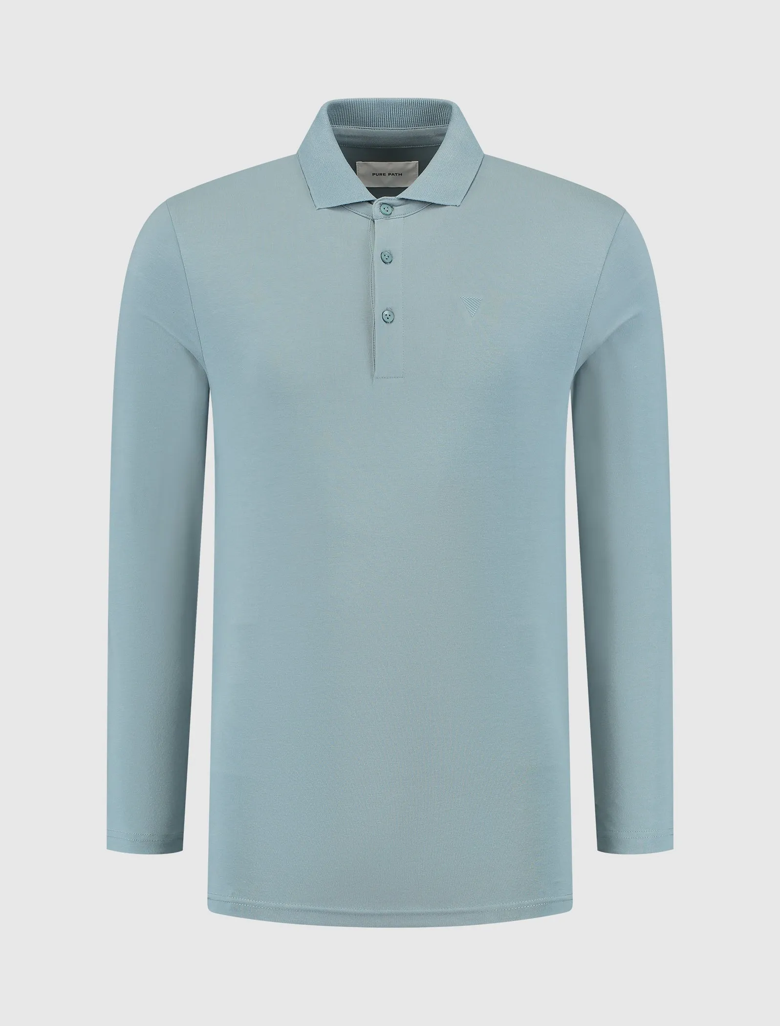 Triangle Longe Sleeve Polo | Blue Grey