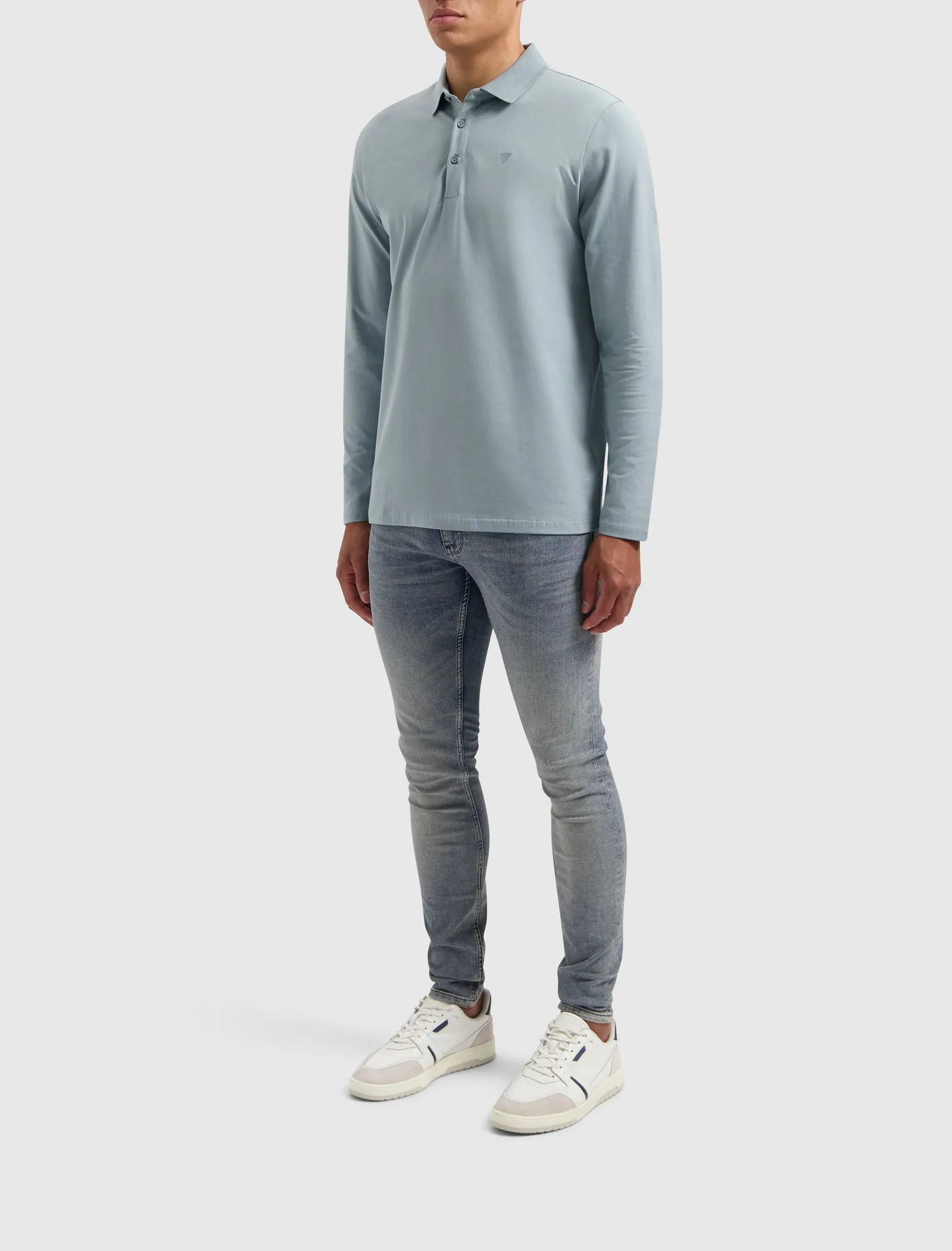 Triangle Longe Sleeve Polo | Blue Grey