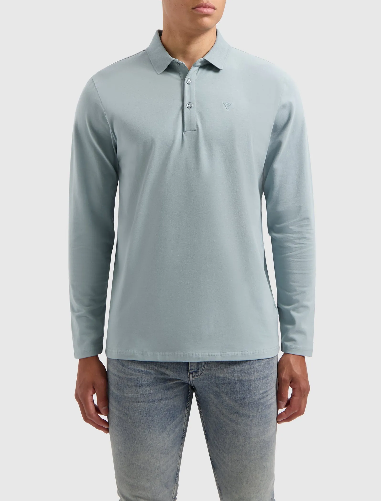 Triangle Longe Sleeve Polo | Blue Grey