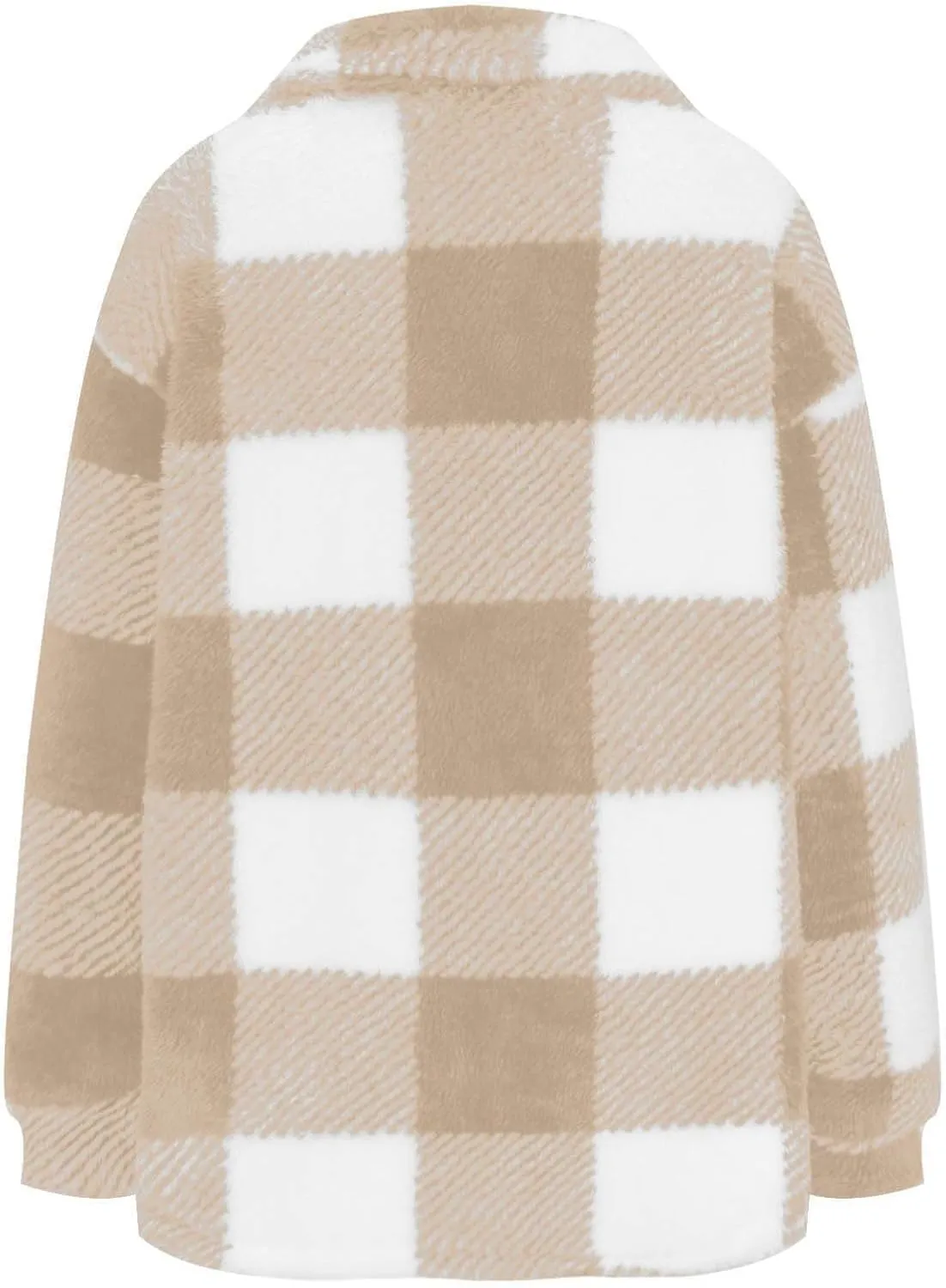 TWGONE Womens Plaid Shacket Jacket Fleece Lapel Button Down Jackets Casual Long Sleeve Flannel Coats Winter Warm Clothes