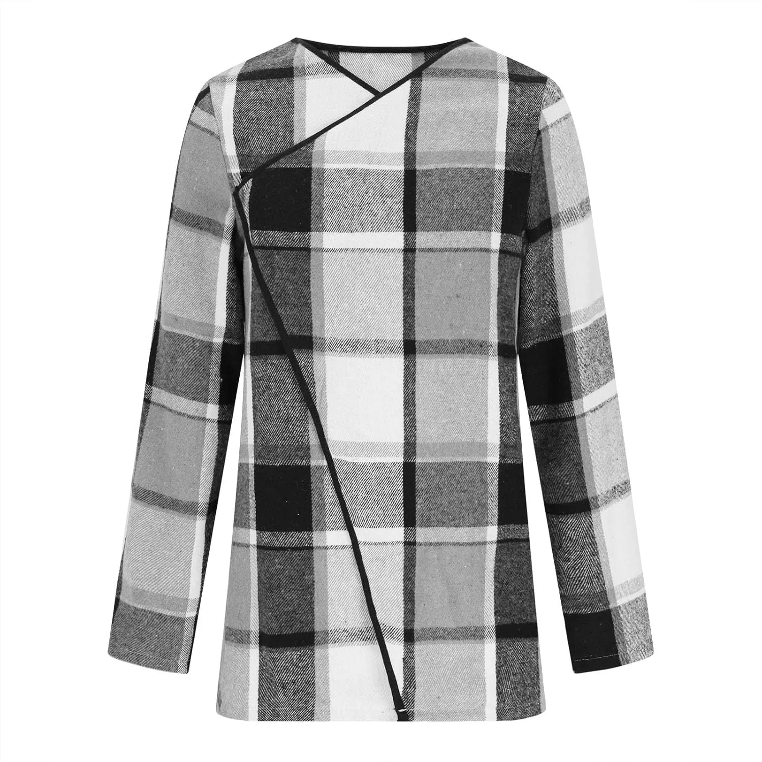 Womens Plaid Shawl Collar Cardigan Sweaters Long Open Front Flannel Jacket Buffalo Plaid Shacket Fashion Fall Outfits